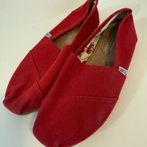 TOMS Red Canvas Slip-On Shoes